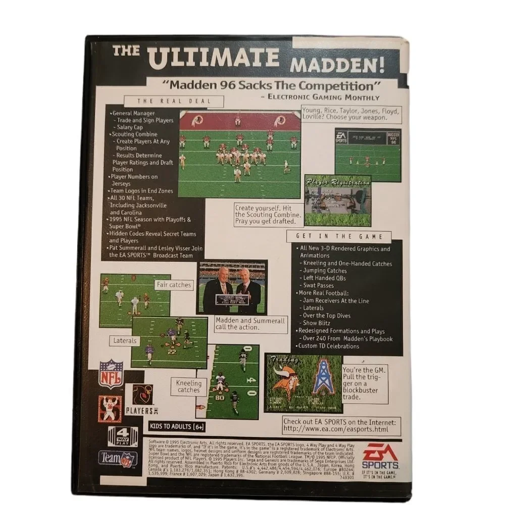 Sega Genesis Madden 96 Game Cartridge